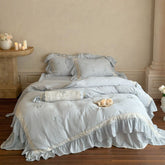 Beatrice Rose Lace Ruffle Bedding Set - Blue